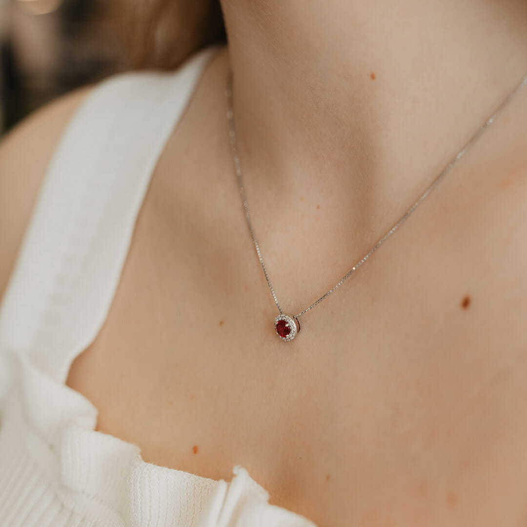 Sotiya Halo Coffee Round Cut Necklace Sterling Silver-Sotiya