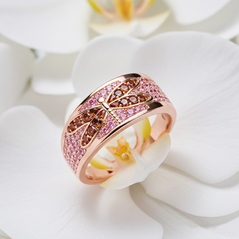 Sotiya Dragonfly Coffee Women's Wedding Ring Sterling Silver-Sotiya