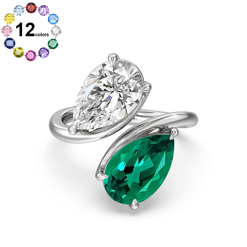 Sotiya Personalized Toi et Moi Bypass Pear Cut Two Stone Engagement Ring-Sotiya