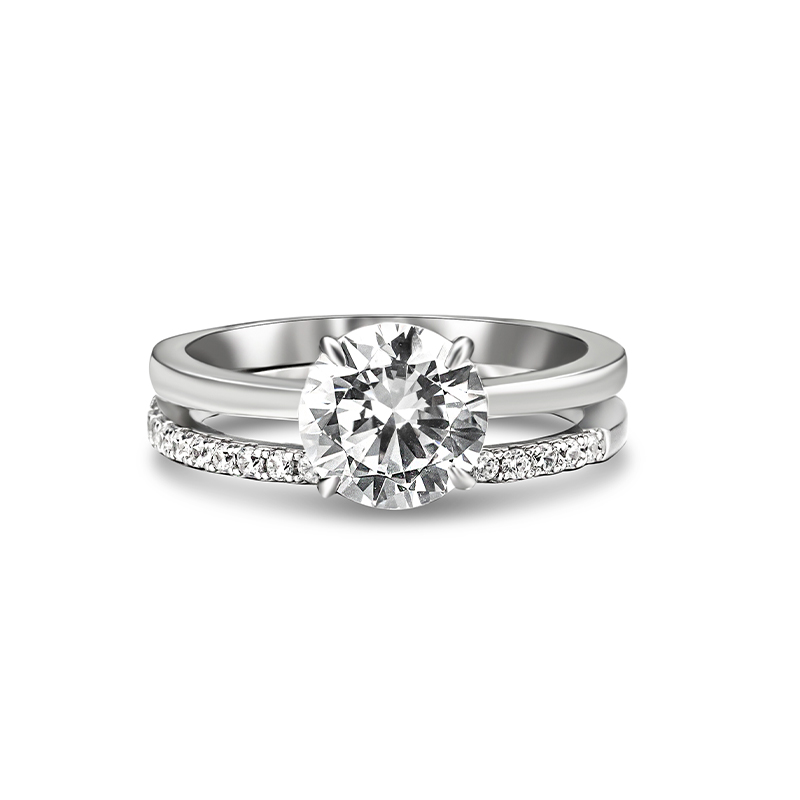 Sotiya Cathedral Classic Round Cut Wedding Bridal Ring Set Sterling Silver-Sotiya