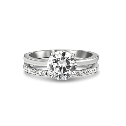 Sotiya Cathedral Classic Round Cut Wedding Bridal Ring Set Sterling Silver-Sotiya