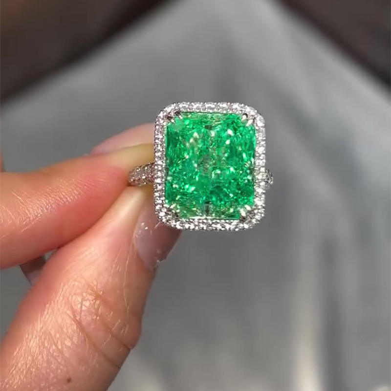 Sotiya Paraiba Halo Radiant Cut Engagement Ring Sterling Silver-Sotiya