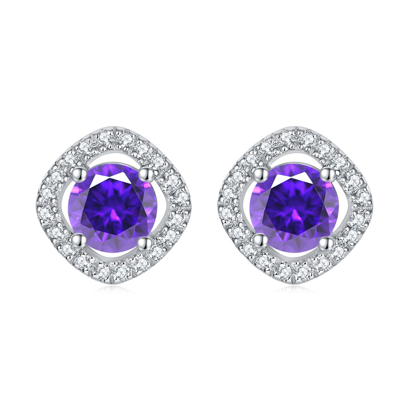 Sotiya 12 Birthstones Halo Round Cut Stud Earrings Sterling Silver-Sotiya