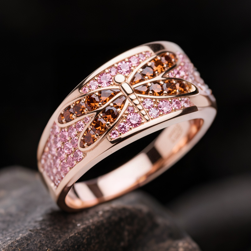 Sotiya Dragonfly Coffee Women's Wedding Ring Sterling Silver-Sotiya