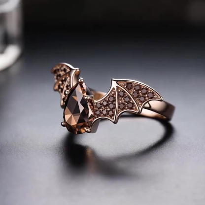 Sotiya Bat Design Pear Cut Coffee Cocktail Ring Sterling Silver-Sotiya