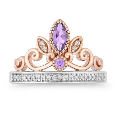 Sotiya Best Buds Princess Inspired Amethyst Two Tone Cocktail Ring Sterling Silver-Sotiya