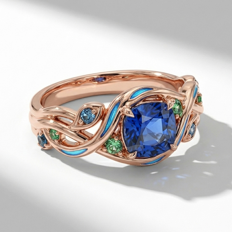 Sotiya Fluorescence Twist Cushion Cut Engagement Ring Sterling Silver-Sotiya