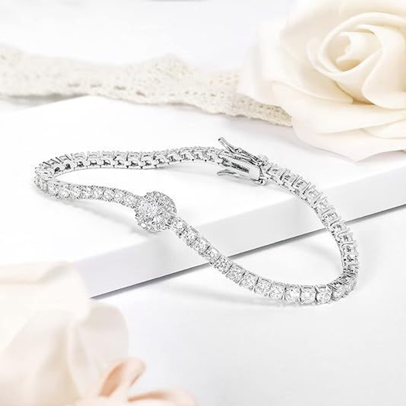 Sotiya Halo Round Cut Tennis Bracelet-Sotiya