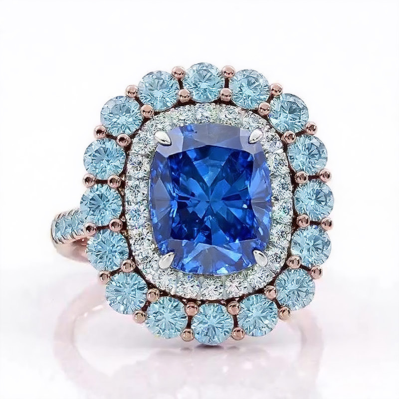 Sotiya Cathedral Double Halo Cushion Cut Engagement Ring Sterling Silver-Sotiya