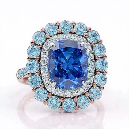 Sotiya Cathedral Double Halo Cushion Cut Engagement Ring Sterling Silver-Sotiya