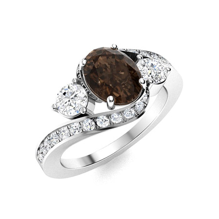 Sotiya Bypass Three Stone Coffee Oval Cut Engagement Ring Sterling Silver-Sotiya