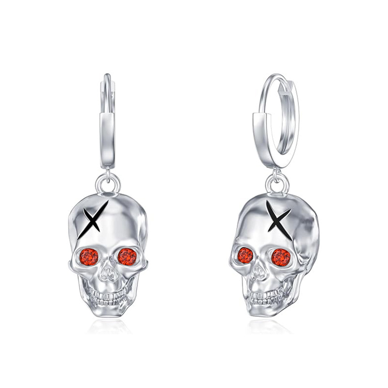 Sotiya Skull Hoop Earrings Sterling Silver-Sotiya