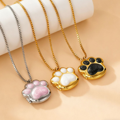 Sotiya Pet Cat Dog Puppy Paw Personalized Photo Locket Necklace-Sotiya