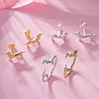 Sotiya Cute Dachshund Dog Stud Earrings Sterling Silver-Sotiya