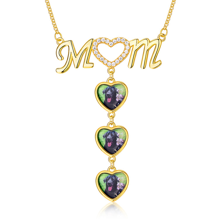 Sotiya MOM Heart Shape Customized Photo Pendant Engraved Necklace Sterling Silver-Sotiya