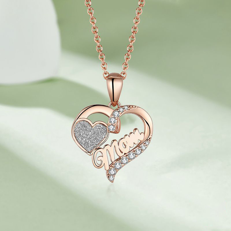 Sotiya Twist Heart with Mom Letter Necklace Sterling Silver-Sotiya
