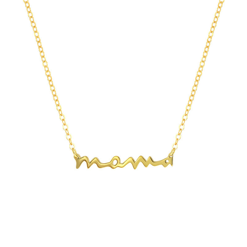 Sotiya Polished Letter Mama Necklace Sterling Silver-Sotiya