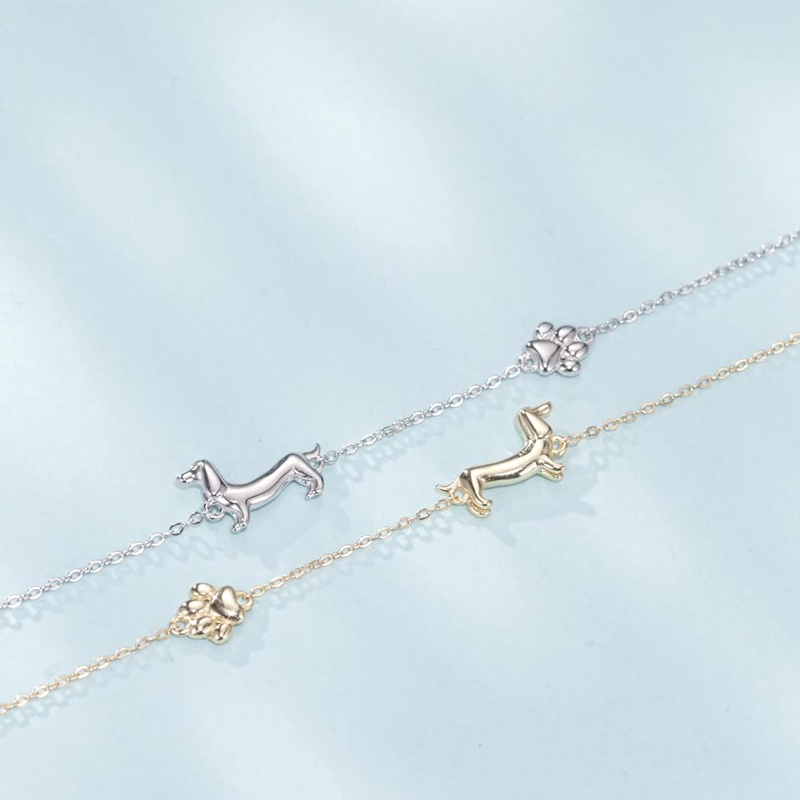 Sotiya Cute Dachshund Dog Paw Bracelet Sterling Silver-Sotiya
