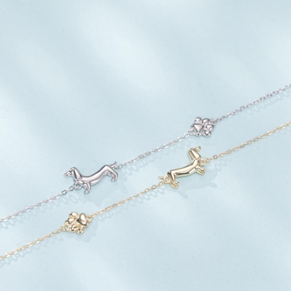 Sotiya Cute Dachshund Dog Paw Bracelet Sterling Silver-Sotiya