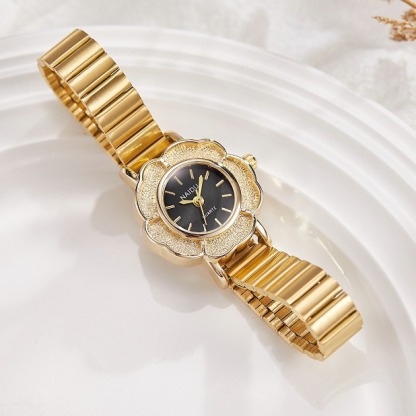 Sotiya Floral Design Case Quartz Movement Women's Gold Watch-Sotiya