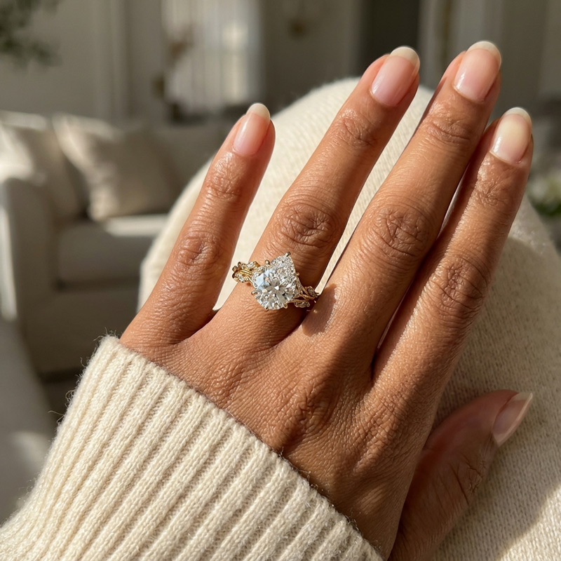 Sotiya Vines Twist Pear Cut Engagement Ring Sterling Silver