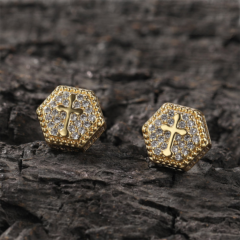 Sotiya Cross Design Faith Men's Stud Earrings-Sotiya