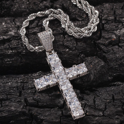 Sotiya Radiant Cut Cross Design Faith Men's Necklace-Sotiya
