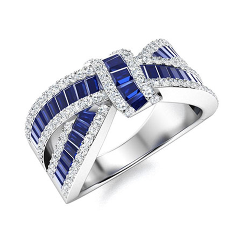 Sotiya Knot Design Emerald Cut Women's Wedding Ring Sterling Silver-Sotiya