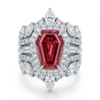 Sotiya 3PC Halo Coffin Cut Wedding Bridal Ring Set Sterling Silver-Sotiya