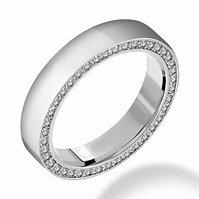 Sotiya Unique Round Cut Stone Edge Eternity Band Men's Wedding Ring Sterling Silver-Sotiya