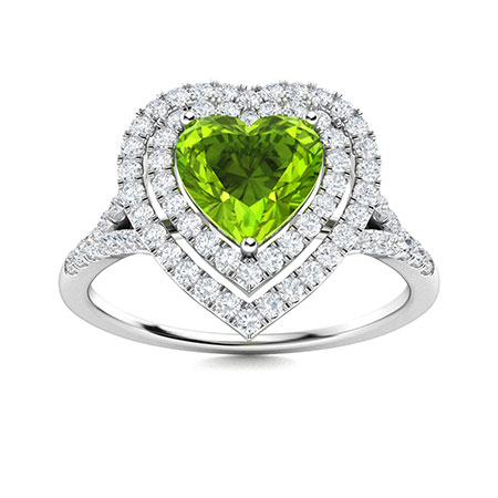 Sotiya Customizable 12 Birthstone Double Halo Heart Cut Engagement Ring Sterling Silver