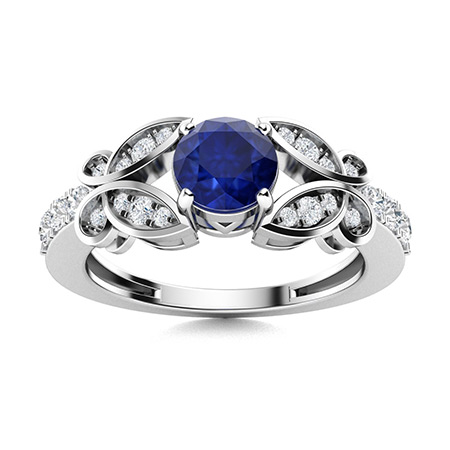 Sotiya Customizable 12 Birthstone Butterfly Round Cut Engagement Ring Sterling Silver