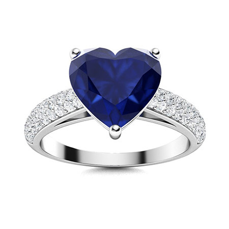 Sotiya Customizable 12 Birthstone Curved Pave Heart-Cut London Blue Topaz Engagement Ring Sterling Silver-Sotiya