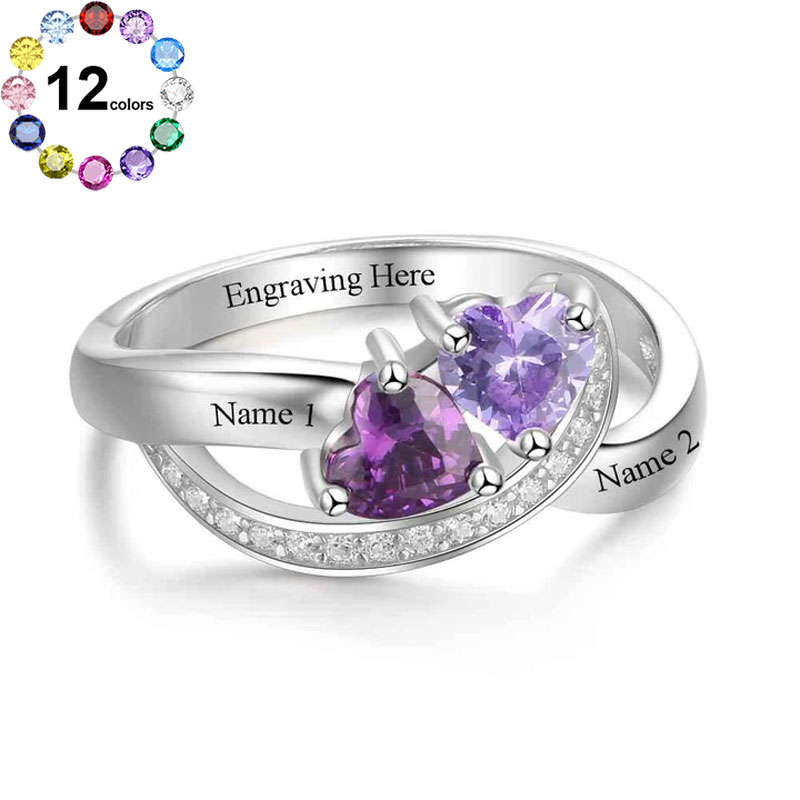 Sotiya Infinity Personalized Birthstone and Name Engagement Ring Sterling Silver-Sotiya