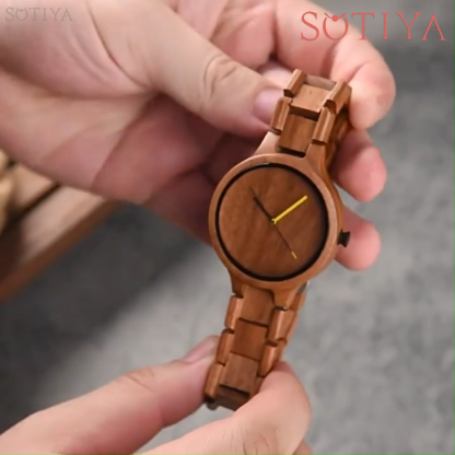 Sotiya Simple Quartz Coffee Wooden Watch without Scale