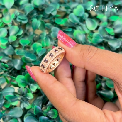 Sotiya Rose Gold Tone Asscher Cut Champagne Eternity Ring Sterling Silver