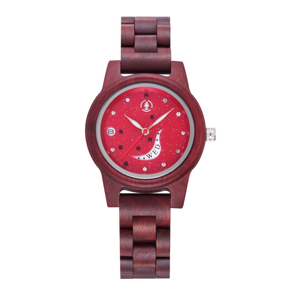 Sotiya Seven Stars and Moon Dial Quartz Wooden Watch-Sotiya