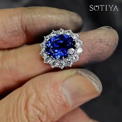 Sotiya Halo Oval Cut Engagement Ring Sterling Silver