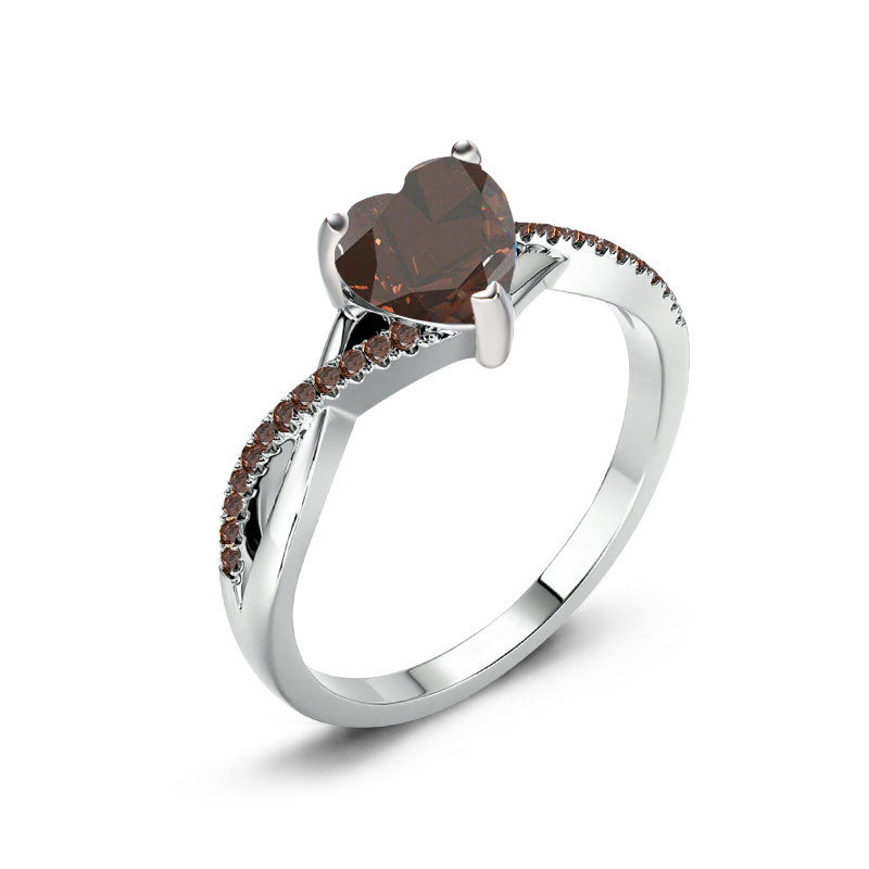 Sotiya Twist Heart Cut Coffee Engagement Ring Sterling Silver-Sotiya