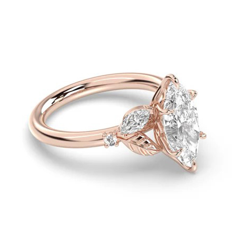 Sotiya Marquise Cut Leaves Nature Inspired Engagement Ring Sterling Silver