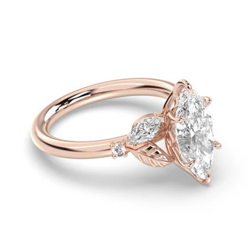 Sotiya Marquise Cut Leaves Nature Inspired Engagement Ring Sterling Silver