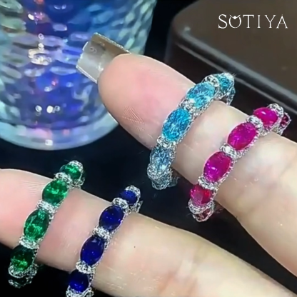 Sotiya Oval Cut Eternity Ring Sterling Silver