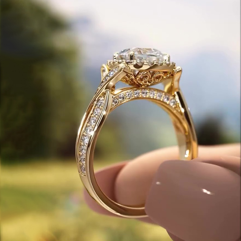 Sotiya Twist Halo Cathedral Cushion Cut Engagement Ring Sterling Silver-Sotiya