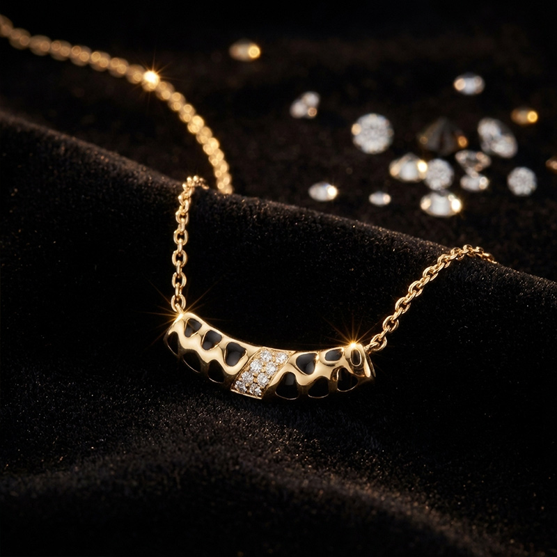 Sotiya Leopard Print Enamel Necklace Sterling Silver-Sotiya