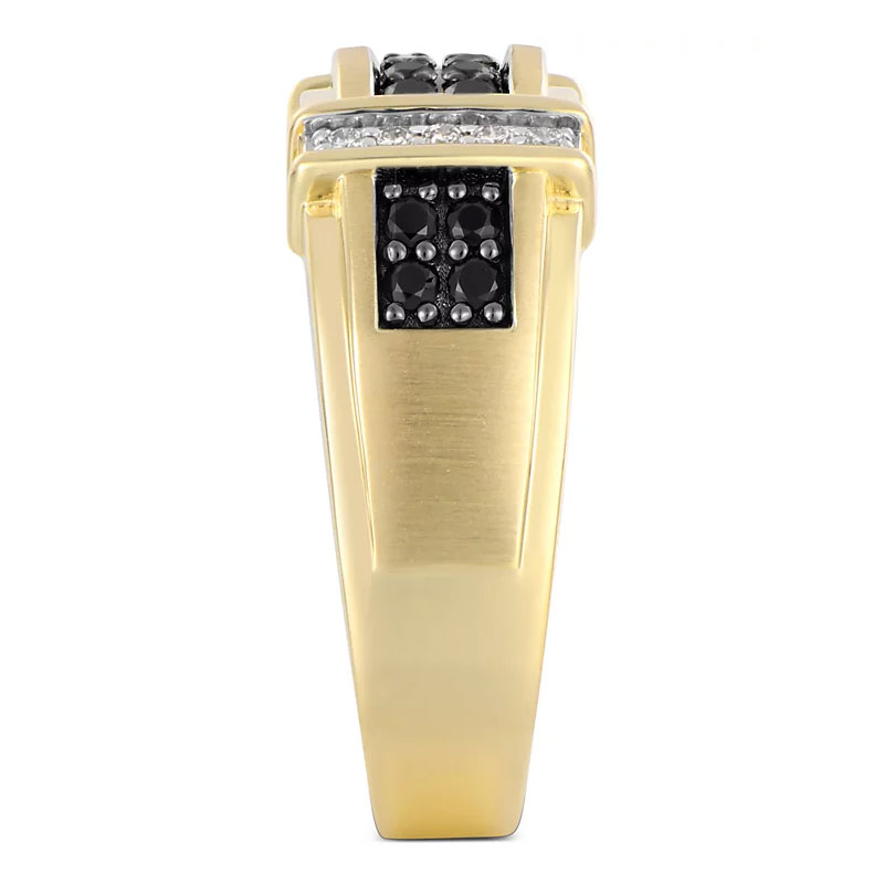 Sotiya Round Cut Black & White Zirconia Men's Wedding Ring Sterling Silver-Sotiya