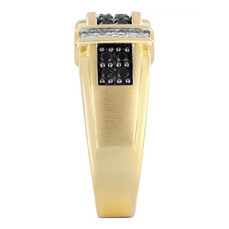 Sotiya Round Cut Black & White Zirconia Men's Wedding Ring Sterling Silver-Sotiya