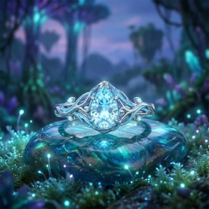 Sotiya Fluorescence Intertwined Pear Cut Engagement Ring Sterling Silver-Sotiya