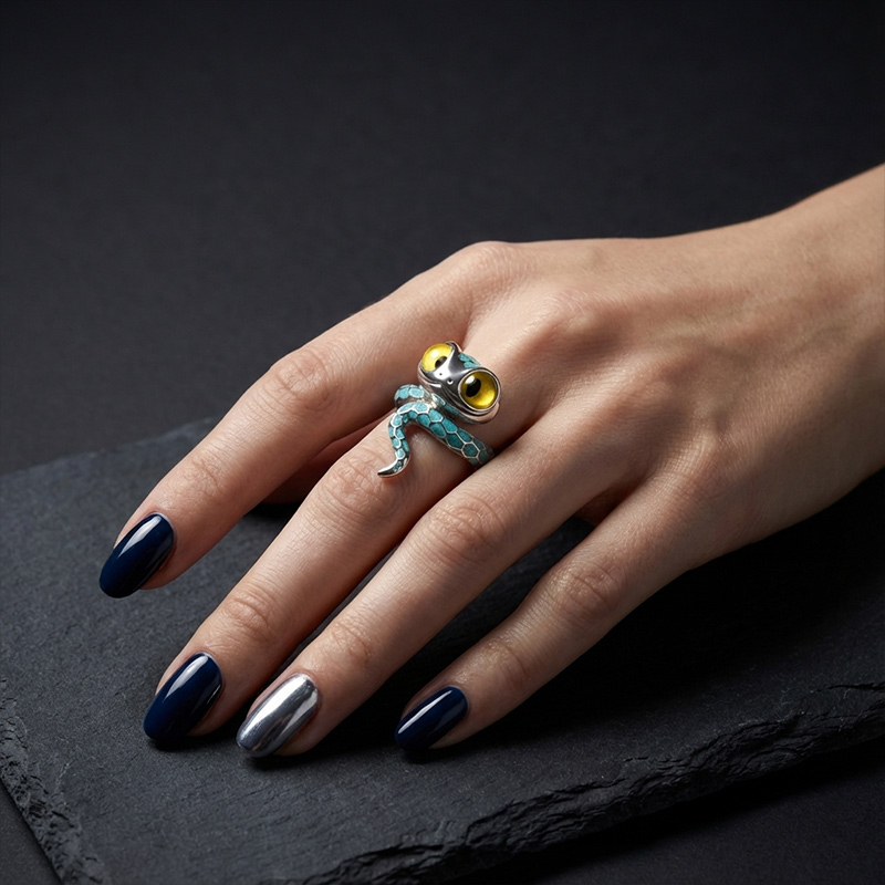 Animal City Snake Inspired Enamel Ring-Sotiya