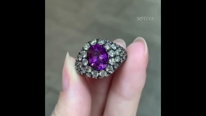 Sotiya Amethyst Oval Cut Pave Engagement Ring Sterling Silver