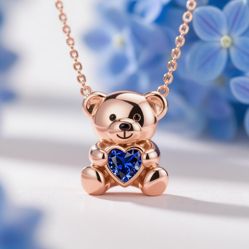 Sotiya Best Buds Embrace Love Teddy Bear Heart Cut Necklace Sterling Silver-Sotiya